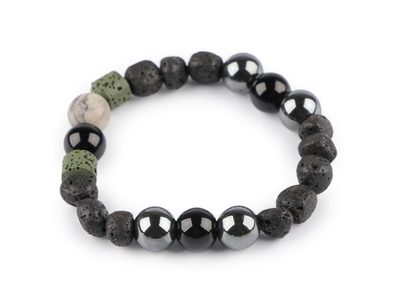Náramek pružný z minerálů, láva, unisex{% if variant.name %} – 2 černá{% endif %}