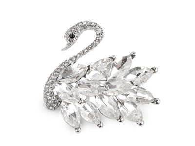 Brož s broušenými kamínky labuť{% if variant.name %} – 2 crystal{% endif %}