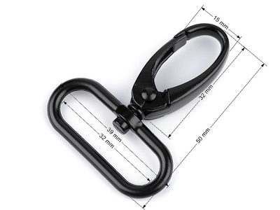 Kovová karabina černá průvlek 32 mm{% if product.brand.name %} – Mikaton{% endif %}
