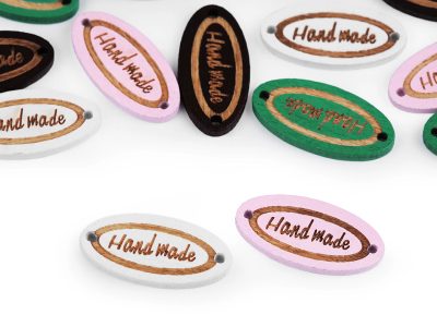 Dřevěná cedulka / ozdoba Hand made 13x27 mm 10 kusů{% if product.brand.name %} – Galanterka{% endif %}