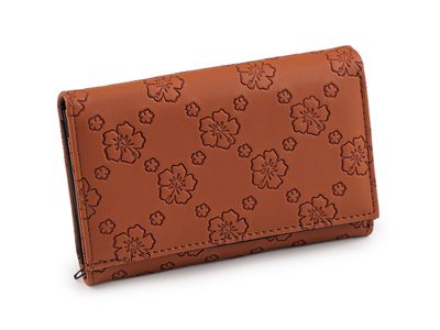 Dámská peněženka s květy 10x15 cm{% if variant.name %} – 3 hnědá koňak{% endif %}
