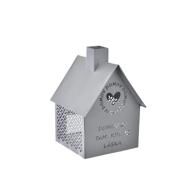 Domeček kov Domov na svíčku šedý O0527 - 12 x 12 x 15 cm{% if product.brand.name %} – Morex{% endif %}