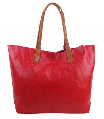Velká červená shopper dámská taška s crossbody uvnitř – fotka 2