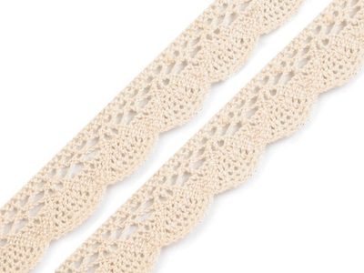 Bavlněná krajka šíře 22 mm paličkovaná návin 22 metrů{% if variant.name %} – 2 béžová sv.{% endif %}