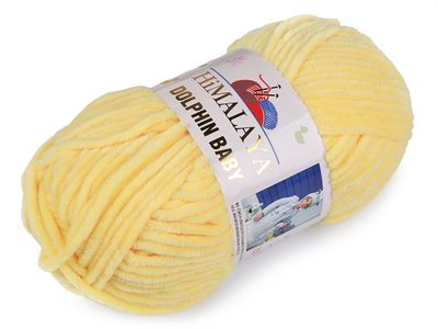 Pletací žinylková příze Dolphin Baby 100 g{% if variant.name %} – 2 (80302) žlutá světlá{% endif %}