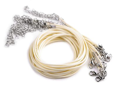 Splétaná šňůrka s karabinkou délka 45 cm{% if variant.name %} – 8 béžovobílá{% endif %}