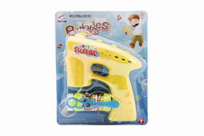 Bublifuk pistole plast 13cm + 1 náplň na baterie 3 barvy na kartě – fotka 1