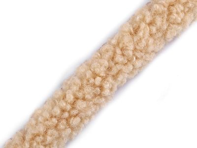 Všívací lemovka / lampas imitace beránka šíře 3,5 cm{% if variant.name %} – 2 béžová světlá{% endif %}