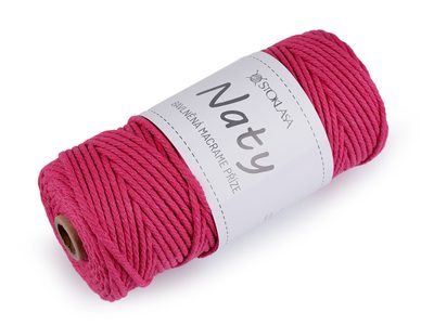 Bavlněná pletací příze macrame Naty Ø3 mm rozčesávací - 7 pink