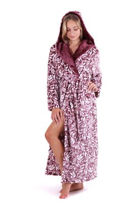 Župan s kapucí Flora mauve wine 39  56 4803{% if variant.name %} – XL{% endif %}