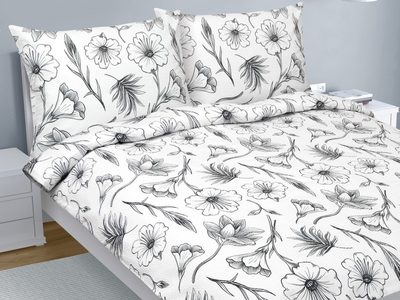 Krepové povlečení na dvoudeku Bílá,Šedá 80/935{% if variant.name %} – 180x220 cm, 2ks 70x90 cm{% endif %}