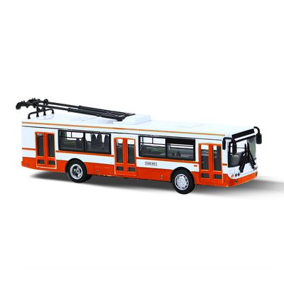 Unikátní kovový trolejbus 16 cm červený na zpětný chod v CZ obalu – fotka 3