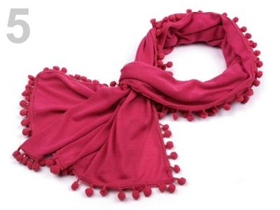 Šála 50x180cm elastická s bambulkami{% if variant.name %} – 5 červená tm.{% endif %}
