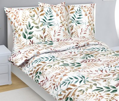 Bavlněné povlečení Béžová,Zelená,Bílá 90/263{% if variant.name %} – 140x220 cm, 70x90 cm{% endif %}