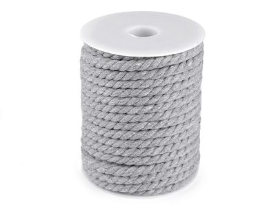 Bavlněná šňůra kroucená Ø8 mm návin 20 metrů{% if variant.name %} – 4 šedá{% endif %}