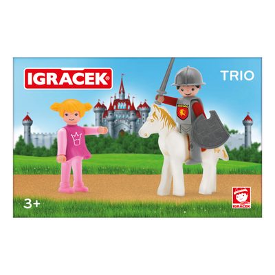 IGRÁČEK TRIO Princezna, rytíř a bílý kůň set v krabičce – fotka 2
