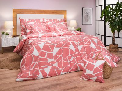 Krepové povlečení Julius lososové na bílém podkladu 140x200, 70x90 cm{% if product.brand.name %} – Dadka{% endif %}