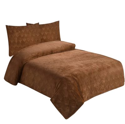 Povlečení mikroflanel struktura Listy oříšek 140x200, 70x90 cm{% if product.brand.name %} – Jahu{% endif %}