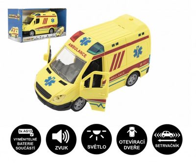 Auto ambulance plast 20cm na setrvačník na baterie se zvukem se světlem{% if product.brand.name %} – Teddies{% endif %}
