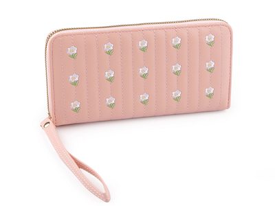 Dámská peněženka vyšívaná 10x19 cm{% if variant.name %} – 2 pudrová{% endif %}