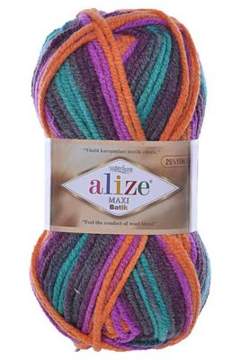 Příze s vlnou Superlana Maxi Batik 100 GRAMŮ{% if variant.name %} – 8025 multikolor tmavá{% endif %}