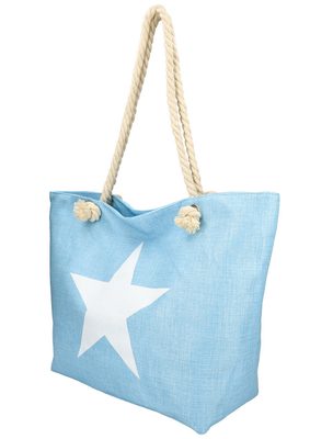Velká plážová taška světle modrá s hvězdou{% if product.brand.name %} – Linea Moda{% endif %}