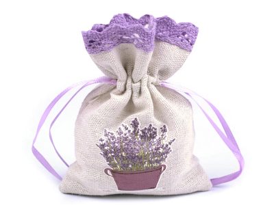 Dárkový pytlík s potiskem levandule 10x13 cm{% if variant.name %} – 5 režná světlá{% endif %}