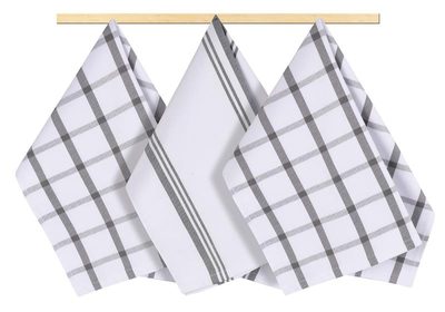 Kuchyňské utěrky - sada 3 kusů - 50x70 cm káro šedé{% if product.brand.name %} – Bellatex{% endif %}