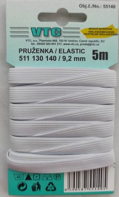 Pruženka plochá 9,2 mm bílá - karta 5 m{% if product.brand.name %} – VTC{% endif %}