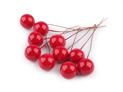 Kuličky / bobule na drátku ke tvoření Ø1,5 cm 10 kusů{% if variant.name %} – 3 červená{% endif %}