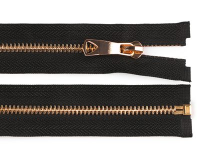 Kovový zip No 5 délka 60 cm s ozdobným jezdcem{% if variant.name %} – 3 černá zlatá{% endif %}