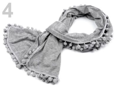 Šála 50x180cm elastická s bambulkami{% if variant.name %} – 4 šedá{% endif %}