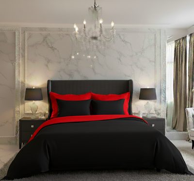 Saténové povlečení LUXURY COLLECTION červené/černé{% if product.brand.name %} – Kvalitex{% endif %}