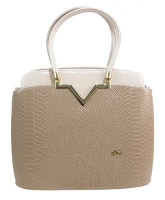 Elegantní lakovaná kroko kabelka S482 béžová - latté GROSSO{% if product.brand.name %} – Grosso{% endif %}