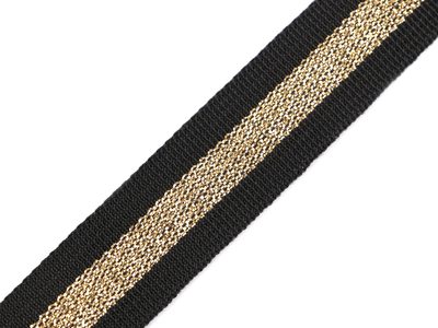 Popruh polypropylénový šíře 25 mm s lurexem METRÁŽ{% if variant.name %} – 332 (20 mm) černá zlatá{% endif %}