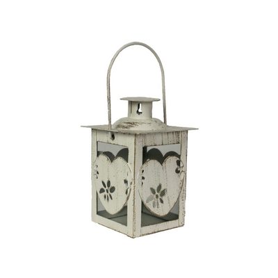 Mini bílá lucernička se srdíčky 11 cm – romantická dekorace plná lásky K2006{% if product.brand.name %} – Morex{% endif %}