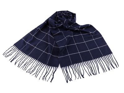 Pánská šála s třásněmi káro 30x175 cm{% if variant.name %} – 2 modrá tmavá{% endif %}