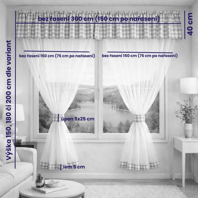 Voálový set s kanýrem Kanafas 2x 150x150 cm + kanýr 40x300 cm kanafas jarně zelená – fotka 2