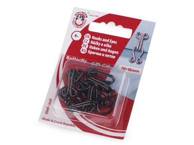 Háčky a očka velikost 2/0 a 4/0{% if variant.name %} – 20+18 mm (6x) černá{% endif %}