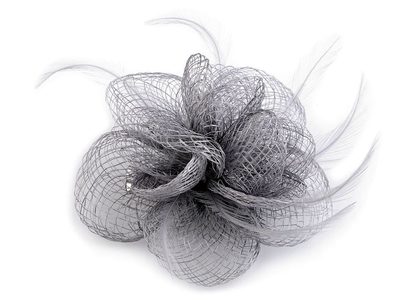 Fascinátor / brož květ Ø10 cm{% if variant.name %} – 3 šedá nejsvětlejší{% endif %}