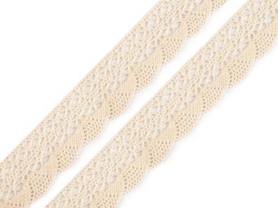 Bavlněná krajka šíře 32 mm paličkovaná metráž{% if variant.name %} – 6200 béžová světlá{% endif %}