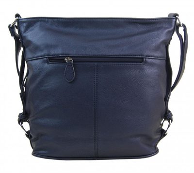 Kožená malá dámská crossbody kabelka tmavě modrá-hnědá