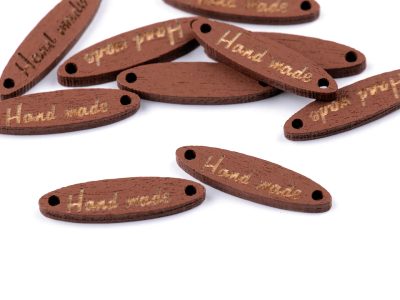 Dřevěná cedulka / ozdoba Handmade 6x27 mm balení 10 kusů{% if variant.name %} – 5 hnědá{% endif %}