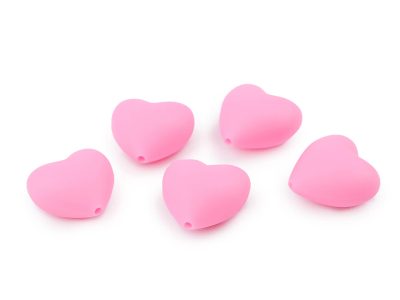 Silikonové korálky srdce 19x20 mm 5 kusů{% if variant.name %} – 4 (21) růžová ostrá světlá{% endif %}