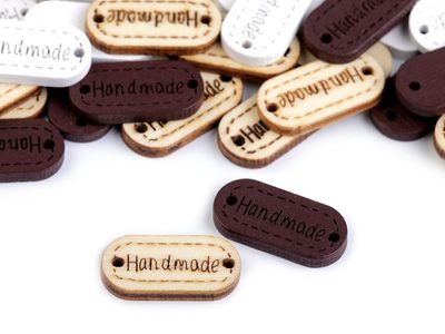 Dřevěná cedulka / ozdoba Handmade 11x23 mm 10 ks{% if product.brand.name %} – Galanterka{% endif %}