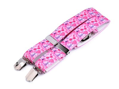 Dětské šle typ Y - délka 48 cm, šíře 2,5 cm{% if variant.name %} – růžová srdíčka{% endif %}