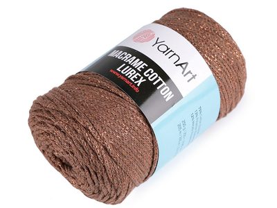 Pletací příze Macrame Cotton lurex 250 g - 9 (742) hnědá světlá