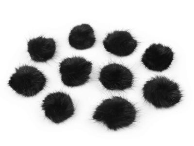 Aplikace kožešinová bambulka Ø3 cm 10 kusů{% if variant.name %} – 9 černá{% endif %}
