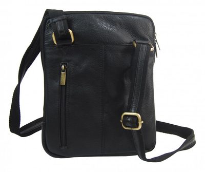 GROSSO Kožená pánská crossbody taška 22x28x6 cm černá – fotka 2
