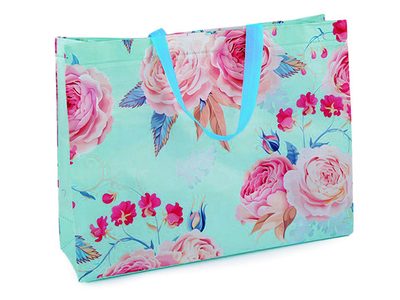 Nákupní taška s květy růže, velká 32x42 cm omyvatelná{% if variant.name %} – 2 mint{% endif %}